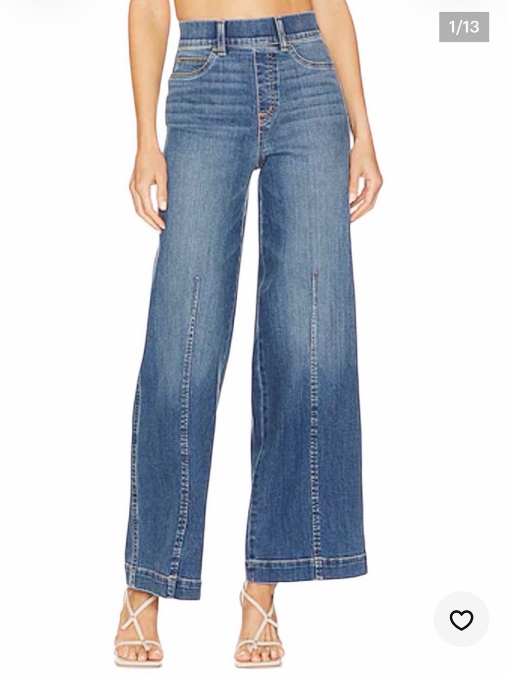 SPANX High-Rise Wide Leg Jeans in Medium Blue